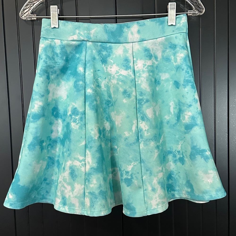 Decree Skater Skirt Womens Small Blue Tie Dye A-Line Mini Stretch Y2K Retro